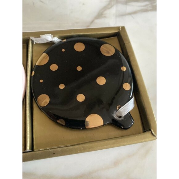 34th & Pine Set of 3 Ceramic Pink Black Christmas Ornaments - Picture 6 of 7